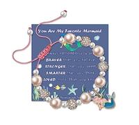 Joli bracelet sirène rose avec perles et strass - Cadeau d'anniversaire pour fille, nièce, amoureuse de sirène, Adjustable, Métal, Perle