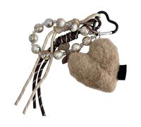 Joli breloque de pendentif porte-clés perles en peluche coeur tressé corde porte-clés breloque pour à à main décoration porte-clés accessoires décoratifs de mode pour à main