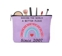 Joli cadeau d'anniversaire pour filles - Trousse de maquillage violette pour 18e anniversaire pour fille, nièce, petite-fille, amis, sac de voyage cosmétique de Noël, 2007, 2007