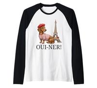 Joli Cadeau Teckel Paris Oui-Ner Ouiner Wiener Tour Eiffel Manche Raglan