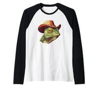 Joli caméléon en costume de cowboy pour adultes et enfants Manche Raglan