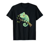 Joli caméléon sur Branche d'arbre Dessin animé Reptile T-Shirt