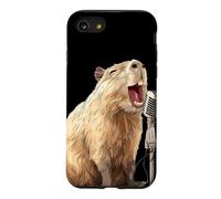 Joli Capybara avec Micro pour Les Amateurs de karaoké et de Chant Coque pour iPhone SE (2020) / 7/8