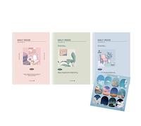 Joli carnet de notes coréen à spirales ligné pour filles, femmes, collège, école - 100p chacun, ensemble de 3 pièces Chill Vibes + 1 feuille d'autocollants dalgaru