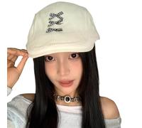 Joli chapeau à nœud papillon automne printemps fille soleil décontracté pour la marche shopping ado fille cabbie casquettes accessoire de tête peintre, blanc, Taille unique