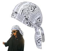 Joli chapeau de pirate en tissu élastique avec motif amiba pour le cyclisme, chapeau turban cajou pour hommes et femmes, chapeau turban, white-417, verwijzen naar de beschrijving