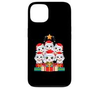 Joli Chapeau de Sapin de Noël Maneki Neko Pile Chat Porte-Bonheur Coque pour iPhone 13
