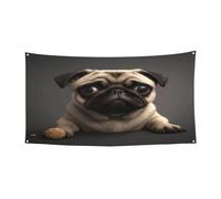 Joli chapeau d'Halloween avec imprimé chien carlin - Couvre-chef de sorcière pliable pour festivals, fêtes et fêtes avec tissu lavable en machine