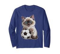 Joli Chat de Football Just Girl Who Aime Birman Win Game Goalie Manche Longue