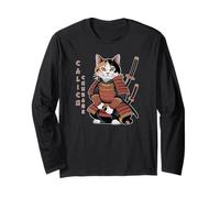 Joli Chat Ninja samouraï Amusant Calico Courage Manche Longue