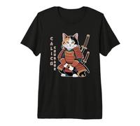 Joli Chat Ninja samouraï Amusant Calico Courage T-Shirt Haut de Gamme
