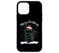 Joli Chat Noir lumières de Noël T-Shirt Merry Christmas Cat Coque pour iPhone 12 Mini