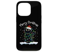 Joli Chat Noir lumières de Noël T-Shirt Merry Christmas Cat Coque pour iPhone 13 Pro