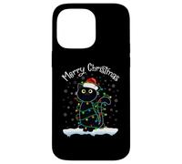 Joli Chat Noir lumières de Noël T-Shirt Merry Christmas Cat Coque pour iPhone 14 Pro Max