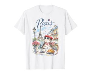 Joli Chat Paris Café Tour Eiffel œuvre d'art française francophile T-Shirt Graphique avec Valeur