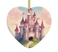 Joli château de conte de fées - Décoration de Noël - Décoration de Noël festive - En forme de cœur - En céramique - Cadeaux de décoration d'intérieur