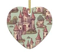 Joli château de conte de fées - Décoration de Noël - Décoration de Noël festive - En forme de cœur - En céramique - Cadeaux de décoration d'intérieur