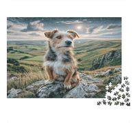 Joli Chien Animal de Compagnie Papier Chien sur Falaise de Montagne rocheuse Puzzle Lot Petite Surprise Amusante pour la Famille 52x38cm/1000 pièces