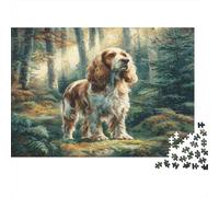 Joli Chien Animal de Compagnie Papier Cocker Spaniel dans Une forêt avec des pins Puzzle Petite Surprise Amusante pour la Famille 38x26cm/1000 pièces