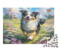 Joli Chien Animal de Compagnie Papier Lourd Bouledogue se reposant près d'une cheminée intérieure Lumineuse Puzzle pour Personnes âgées Cadeau Secret de Noël Relaxant 38x26cm/1000 pièces