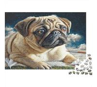Joli Chien Animal de Compagnie Papier Lourd Carlin avec Pinceau et Papier Puzzle Activité relaxante pour débutants 52x38cm/1000 pièces
