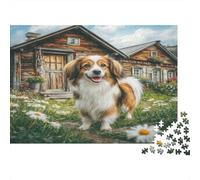 Joli Chien Animal de Compagnie Papier Lourd Colley croisé près d’Une cabane en Bois Rustique Puzzle pour Seniors Cadeau Secret Santa Relaxant 70x50cm/1000 pièces