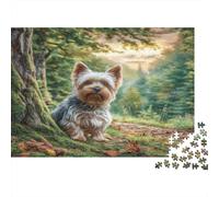 Joli Chien Animal de Compagnie Papier Terrier dans Une forêt avec des Roches moussues Lot de Puzzle Petite Surprise Amusante pour la Famille 52x38cm/1000 pièces