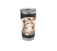 Joli chien Aussie se refroidit avec lit pour chien + nourriture pendant le sommeil Gobelet isotherme en acier inoxydable double paroi