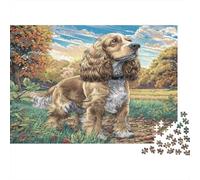 Joli Chien Carton Cavalier King Charles Spaniel dans Un Champ d’Automne Puzzle Classique Cadeau Secret de Noël de Collection 38x26cm/1000 pièces