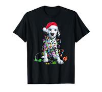 Joli Chien Dalmatien enveloppé dans des lumières de Noël T-Shirt