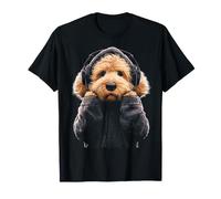 Joli Chien Labradoodle Portant Un Casque T-Shirt