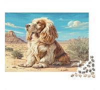 Joli Chien Papier épais Cavalier King Charles Spaniel dans Un Paysage désertique Lot de Puzzle Activité familiale Cadeau de Noël 70x50cm/1000 pièces