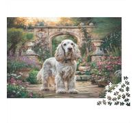 Joli Chien Papier épais Cocker Spaniel sur Un Chemin de Jardin près d’Une Arche en Pierre Puzzle pour Seniors Cadeau Secret de Noël Relaxant 52x38cm/1000 pièces
