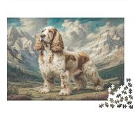 Joli Chien Papier Premium Cocker Spaniel dans Une vallée montagneuse avec des Sommets Puzzle à Monter soi-même Éducatif Anti-Stress 38x26cm/1000 pièces
