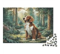 Joli Chien Papier Premium Épagneul Breton dans Une forêt ensoleillée Puzzle à Monter soi-même Décoratif Anti-Stress 38x26cm/1000 pièces