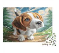 Joli Chien Papier recy hiot Beagle sur Un Chemin dans Une forêt Verte Puzzle Cadeau décoratif pour Enfants 70x50cm/1000 pièces