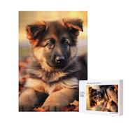 Joli chiot berger allemand imprimé avec boîte de rangement, puzzle en bois pour adultes et enfants, jeu décoratif amusant en famille, 300 pièces