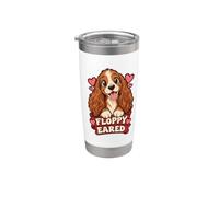 Joli chiot Cocker Spaniel Mama avec oreilles tombantes et cœurs Gobelet isotherme en acier inoxydable double paroi