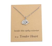 Joli collier avec pendentif hérisson - Cadeau pour les amoureux du hérisson - Bijoux pour femme, Acier inoxydable
