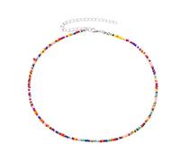 Joli collier de perles en acrylique coloré - Collier ras du cou court pour femme et fille - Chaîne de plage ethnique - Bijoux de perles, taille unique, Comme décrit, Comme décrit.