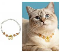 Joli Collier pour Chat, Collier orné de Perles pour Chats et Petits Chiens - Collier Fantaisie réglable, 15 cm - 27 cm,D