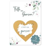 Joli Coon 5 Cartes a gratter Gender Reveal fille ou garcon - Cest un garcon carte - Annonce fille ou garcon