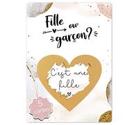 Joli Coon 5 Cartes a gratter Gender Reveal fille ou garcon - Cest une fille carte - Annonce fille ou garcon