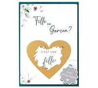 Joli Coon Carte a gratter Gender Reveal fille ou garcon - Cest une fille carte avec enveloppe - Annonce fille ou garcon
