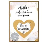 Joli Coon Carte à gratter Tu vas être grand frère, annonce grossesse | Papier design 350g, vernis UV en relief, enveloppe naturelle à rabat avec cœur doré, pour annoncer une grossesse