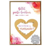 Joli Coon Carte a gratter Veux-tu être ma marraine avec enveloppe - Cadeau marraine demande