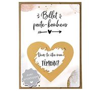 Joli Coon Carte à gratter Veux-tu être mon témoin, avec enveloppe | Papier design 350g, vernis UV en relief, enveloppe naturelle à rabat avec cœur doré, pour une demande de témoin
