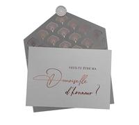 Joli Coon Carte Veux-tu être ma demoiselle d'honneur, avec enveloppe | Papier design texturé 350g, dorure or rose, pour demander sa demoiselle d’honneur, sceau de cire autocollant