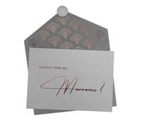 Joli Coon Carte Veux-tu être ma marraine, Annonce marraine demand | Papier design texturé 350g, dorure or rose, pour une demande de marraine, sceau de cire autocollant
