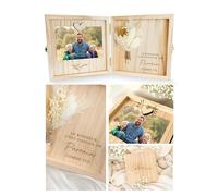 Joli Coon Coffret cadeau parrain en bois - Le bonheur c'est d'avoir un parrain comme toi - Coffret cadeau haut de gamme en bois 14 x 14 x 3 cm